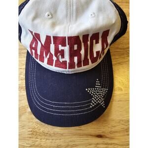 Patriotic USA Stars Bedazzled American Baseball Cap Adjustable By Pugs